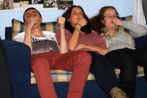 Hypnotised people, birthday party